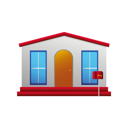 postal service, house with mailbox, post service concept icon vector illustrationのイラスト素材