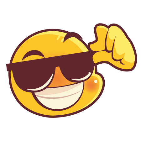 funny emoji wearing sunglasses, emoticon face expression social mediaのイラスト素材