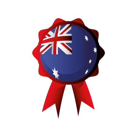 australia day, australian flag in rosette emblem national vector illustrationのイラスト素材