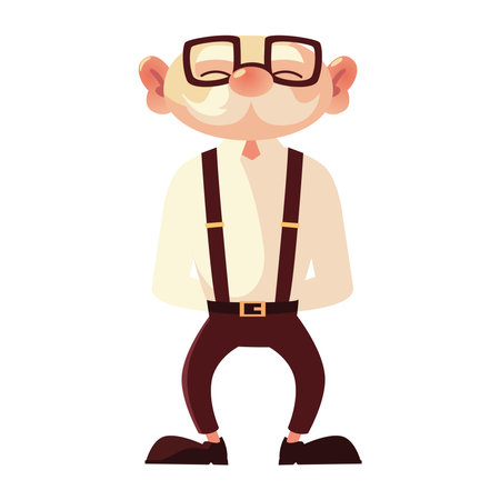 old man grandfather cartoon character senior vector illustrationのイラスト素材