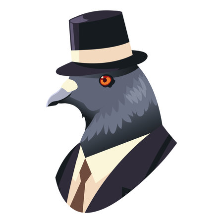people art animal, elegant dove with hat and suit vintage vector illustrationのイラスト素材