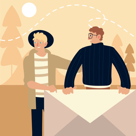 people characters with envelope mail letter vector illustrationのイラスト素材