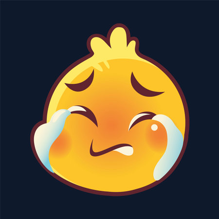 funny emoji, emoticon crying face expression social media vector illustrationのイラスト素材