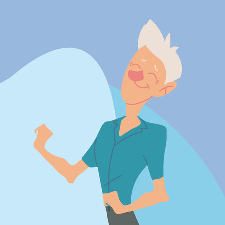 seniors active, old man happy character portrait vector illustrationのイラスト素材
