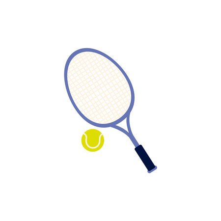 tennis racket and ball sport icon isolated and flat design vector illustrationのイラスト素材