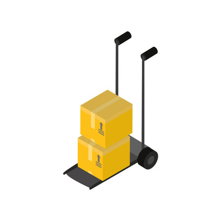 Delivery and logistics isometric boxes on cart design, transportation shipping and service theme Vector illustrationのイラスト素材