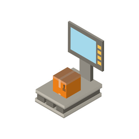 Delivery and logistics isometric box on scale design, transportation shipping and service theme Vector illustrationのイラスト素材