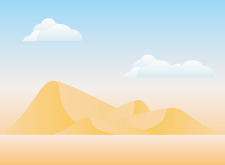 Polygonal landscape of desert mountains with clouds design, nature and outdoor theme Vector illustrationのイラスト素材