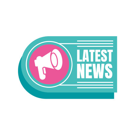 latest news banner with megaphone design, Technology channel communication and tv theme Vector illustrationのイラスト素材