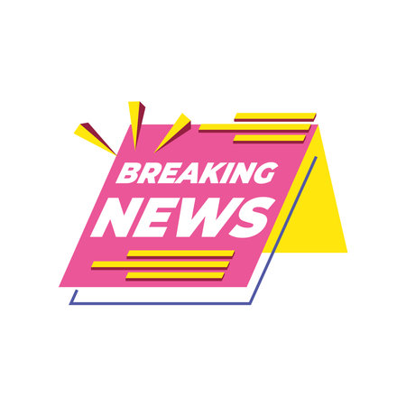 Breaking news pink banner design, Technology channel communication and tv theme Vector illustrationのイラスト素材