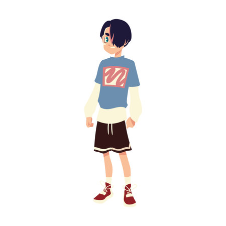 boy character youth culture fashion sport clothes vector illustrationのイラスト素材