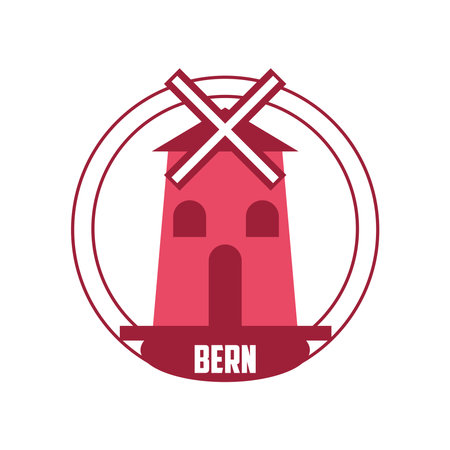 bern mill city stamp design, Travel tourism and tour theme Vector illustrationのイラスト素材