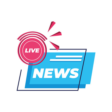 live news banner design, Technology channel communication and tv theme Vector illustrationのイラスト素材