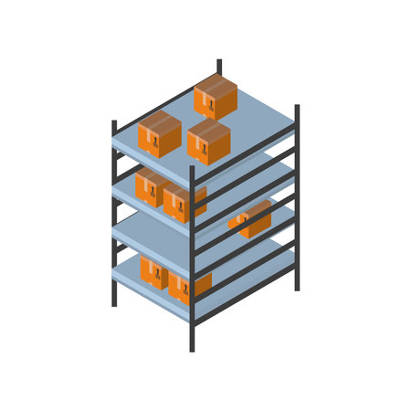 Delivery and logistics isometric boxes on furniture design, transportation shipping and service theme Vector illustrationのイラスト素材