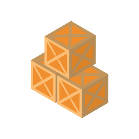 Delivery and logistics isometric boxes design, transportation shipping and service theme Vector illustrationのイラスト素材