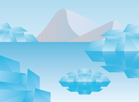 Polygonal landscape of winter icebergs design, nature and outdoor theme Vector illustrationのイラスト素材
