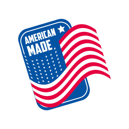 Made in usa card with flag design, American quality business and national theme Vector illustrationのイラスト素材