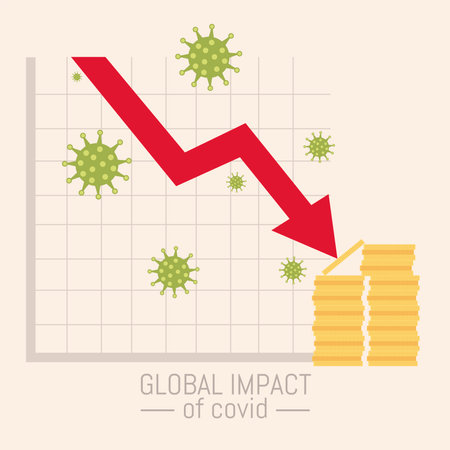 global impact, economy financial downfall vector illustrationのイラスト素材