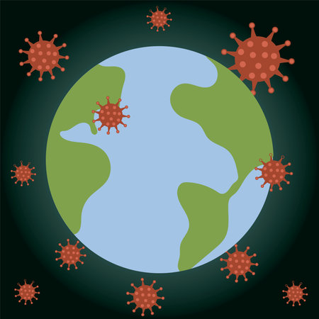 virus world map crisis outbreak vector illustrationのイラスト素材