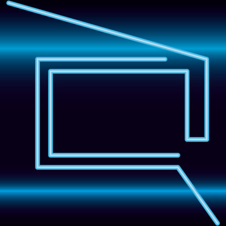 Neon blue banner frame design, Decoration advertising and fluorescent light theme Vector illustrationのイラスト素材