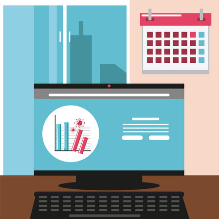computer chart report downflow business economy vector illustrationのイラスト素材