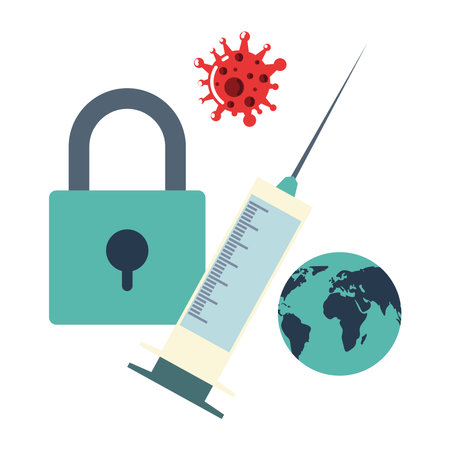 world vaccine protection virus  vector illustrationのイラスト素材