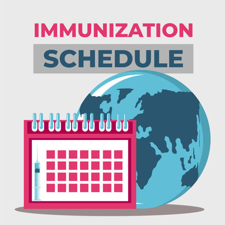 world vaccine, schedule protection against virus  vector illustrationのイラスト素材