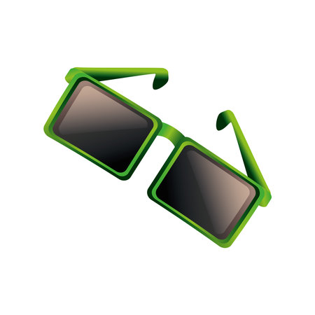 sunglasses with green frame fashion icon detailed style vector illustration