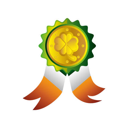 happy st patricks day rosette ribbon clover icon detailed style vector illustrationのイラスト素材