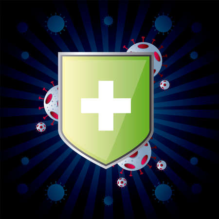 world vaccine, medical shield protection against covid 19 vector illustrationのイラスト素材