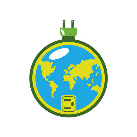 world renewable energy cable and plug ecology vector illustrationのイラスト素材