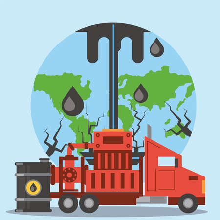 fracking oil industry exploration production drilling world vector illustrationのイラスト素材