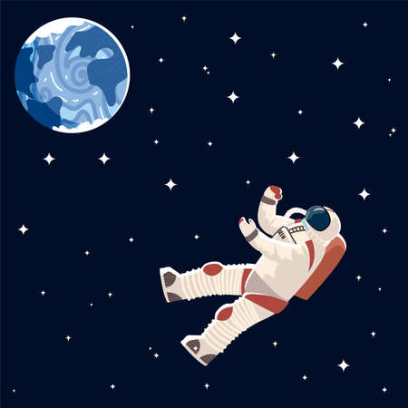 astronaut character cartoon exploration space vector illustrationのイラスト素材