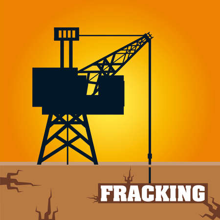 fracking tower with cabin and oil drill underground vector illustrationのイラスト素材
