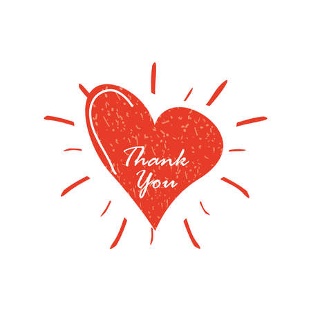 thanks you, heart love grunge style design vector illustrationのイラスト素材