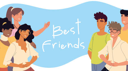best friends women and men characters vector illustrationのイラスト素材
