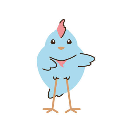 funny blue chicken bird animal vector illustration cartoon isolated styleのイラスト素材