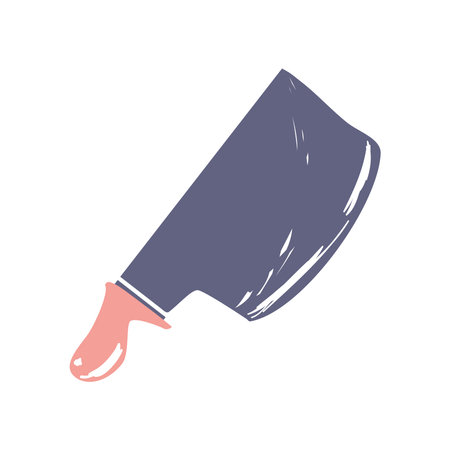 meat cleaver knife utensil cooking vector illustration sketch isolated styleのイラスト素材
