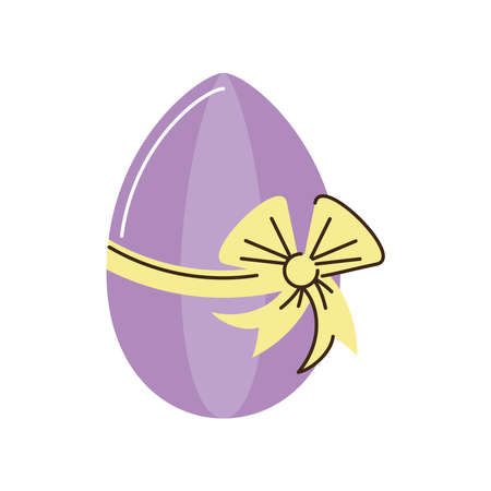 happy easter purple egg with bow decoration vector illustration cartoon isolated styleのイラスト素材