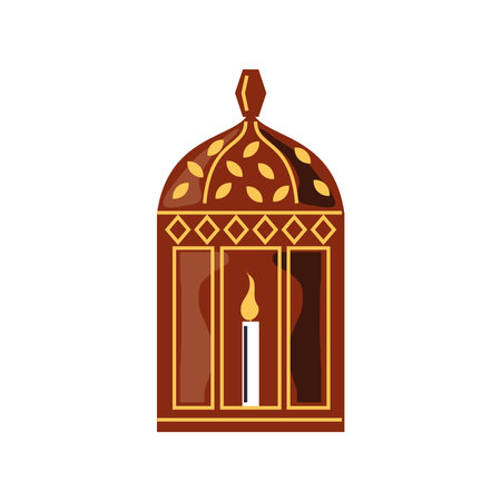 vintage lantern with candle light vector illustration cartoon isolated styleのイラスト素材
