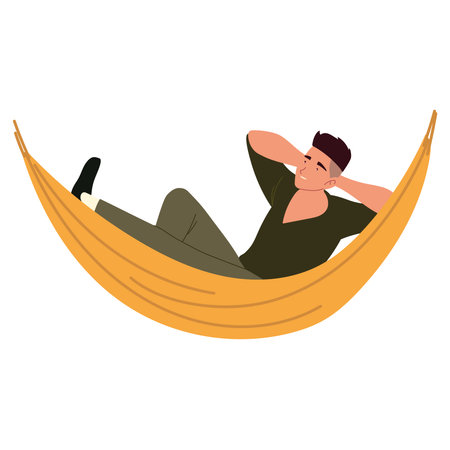 male resting in hammock, procrastinating vector illustration isolated designのイラスト素材