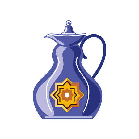traditional antique decorated teapot vector illustration cartoon isolated styleのイラスト素材