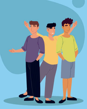 friends men standing together happyのイラスト素材
