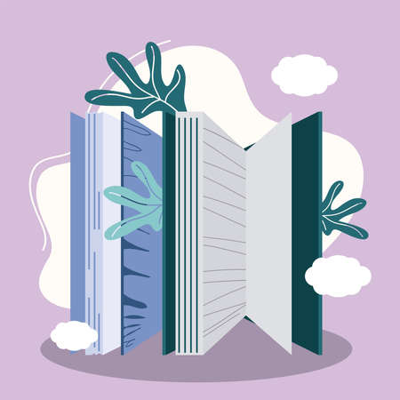 books nature foliage clouds readのイラスト素材