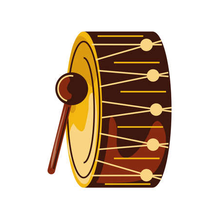 drum musical instrument with drumstick vector illustration cartoon isolated styleのイラスト素材