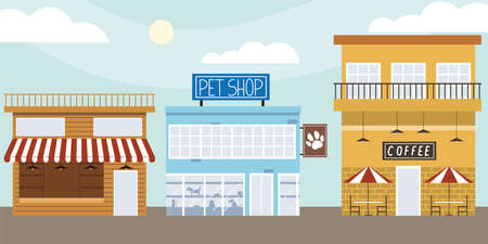 buildings store market pet shopのイラスト素材