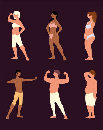 self acceptance men women charactersのイラスト素材