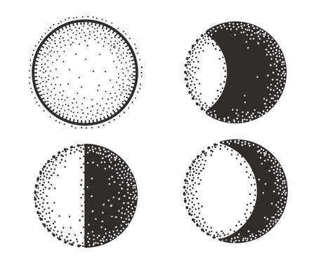 set moon phases astrology lunar scienceのイラスト素材