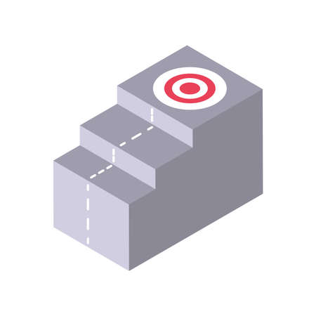 stairs target on top vector illustration isometric icon isolatedのイラスト素材