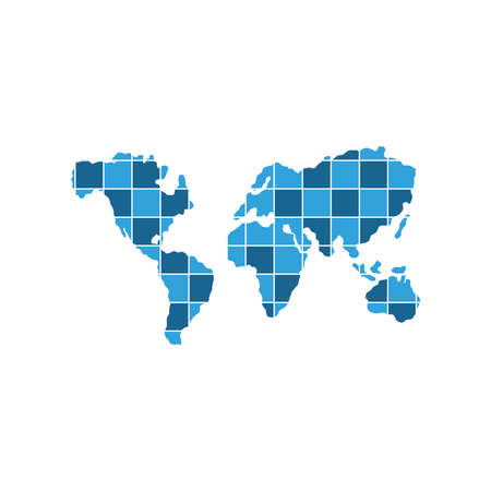 world map front perspective isolatedのイラスト素材
